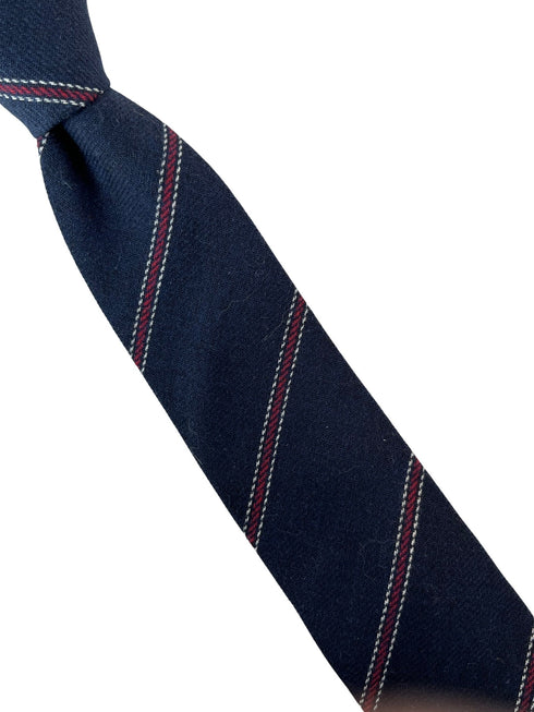 navy and red club striped school style cotton tie